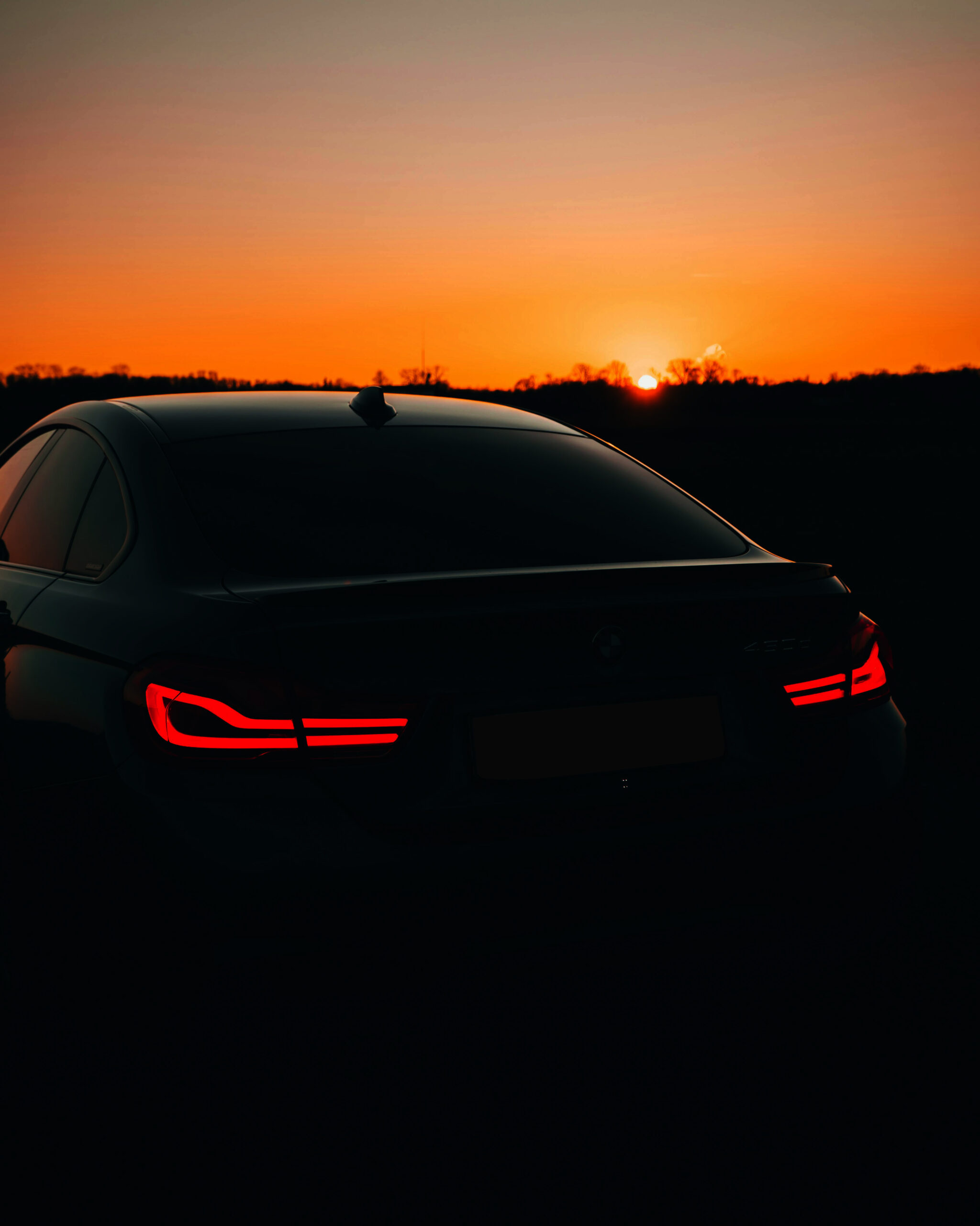 Rear lights in a sunset